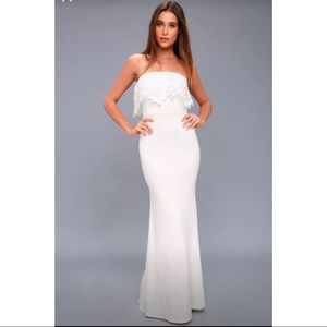Lulus birdy white lace maxi dress